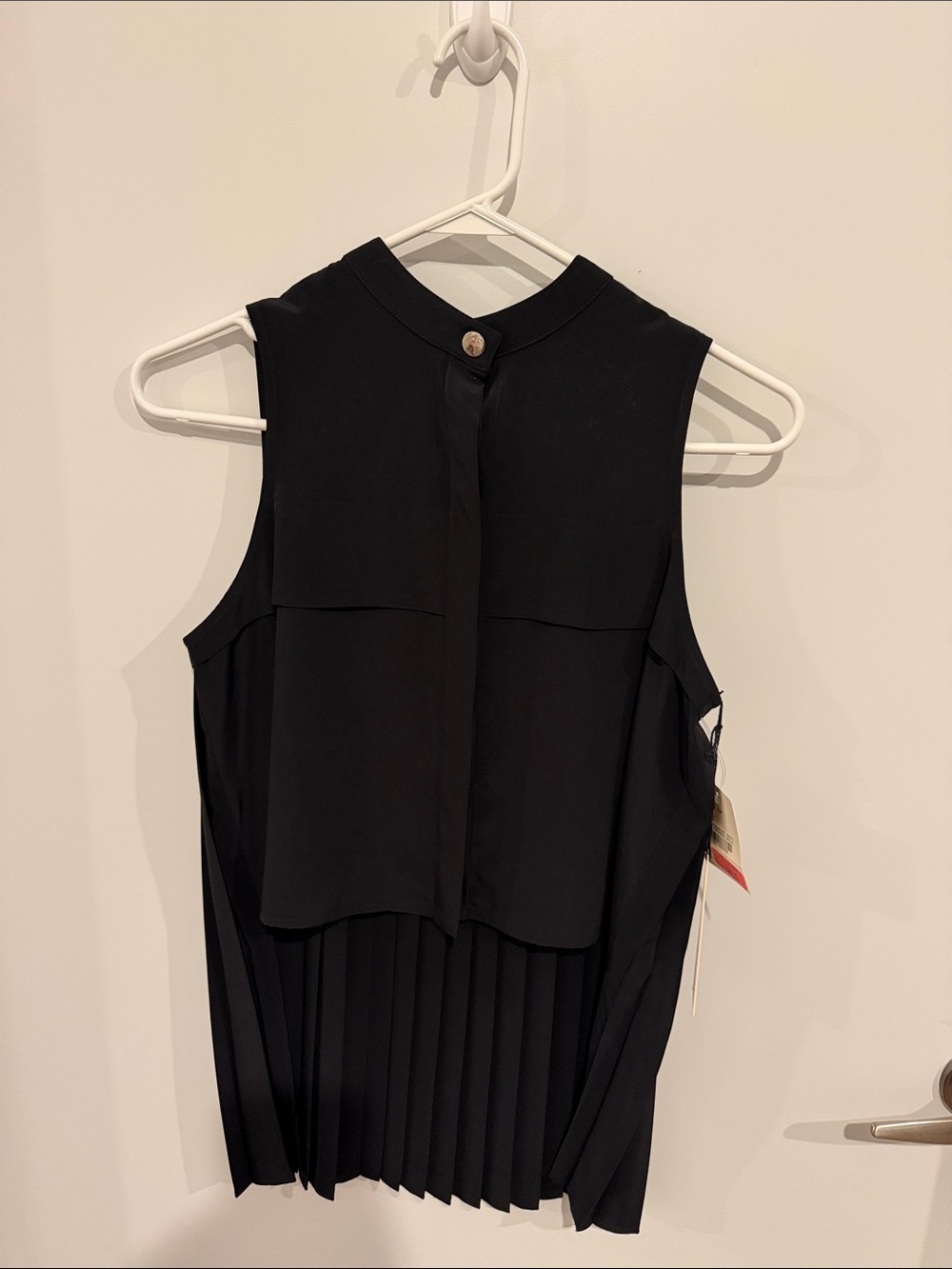 JAYGODFREY Black Sleeveless Pleated-Back Midi Dress Top